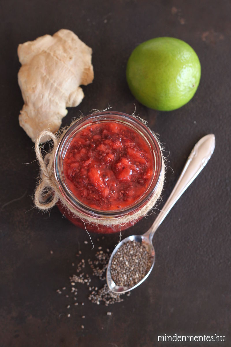 Eper chutney chiával: fűszeres, édeskés-savanykás indiai szósz vagy mártogatós cukor és hosszas főzés nélkül! (#gluténmentes, #vegán #recept)