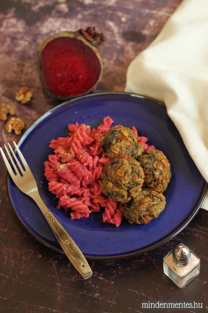 Céklapesto: pesto egy kicsit másképp, olasz ízvilágú fűszeres padlizsángolyókkal - gluténmentes, tejmentes, vegán tésztaétel. |mindenmentes.hu