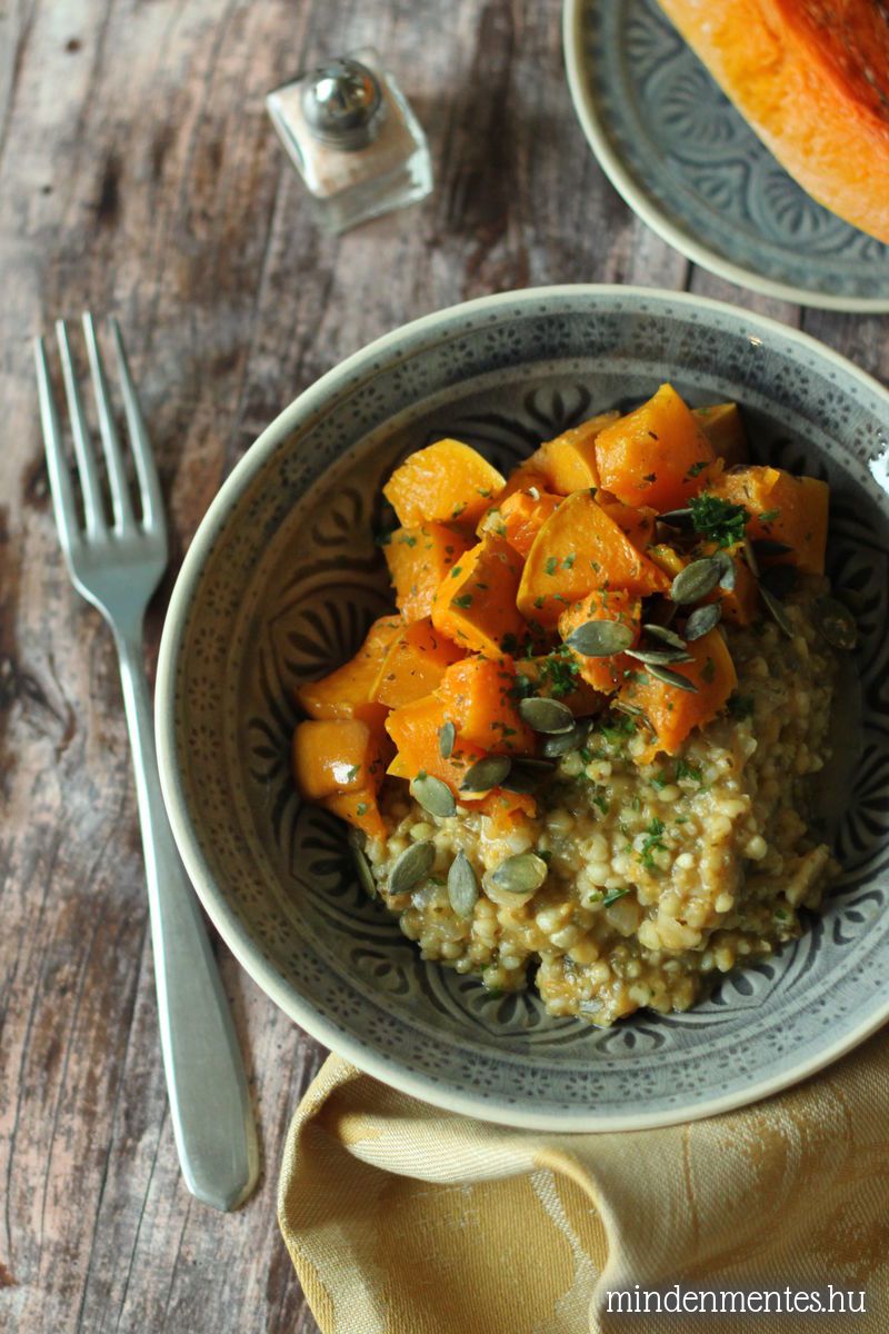 Sütőtökös hajdina rizottó: laktató mégis frissítő őszi egytálétel. #Gluténmentes, IR-barát, tejmentes, tojásmentes, #vegán #recept. |mindenmentes.hu